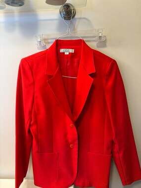 Vintage Prestige of Boston Red Two-Button Structured Blazer Jacket Size 14